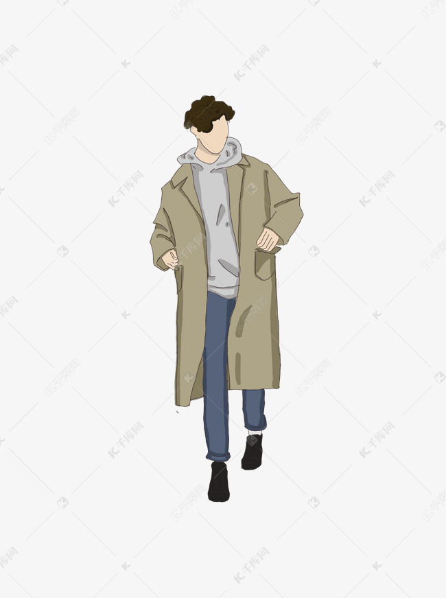 手绘卡通男士穿搭元素素材图片免费下载-千库网