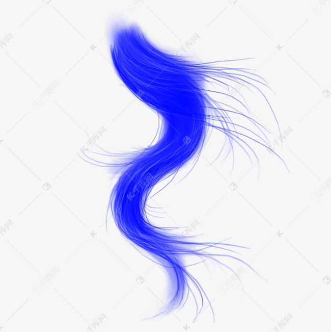 蓝色卷发的素材免抠蓝色卷发秀发长发飘逸发丝头发一缕蓝色头发