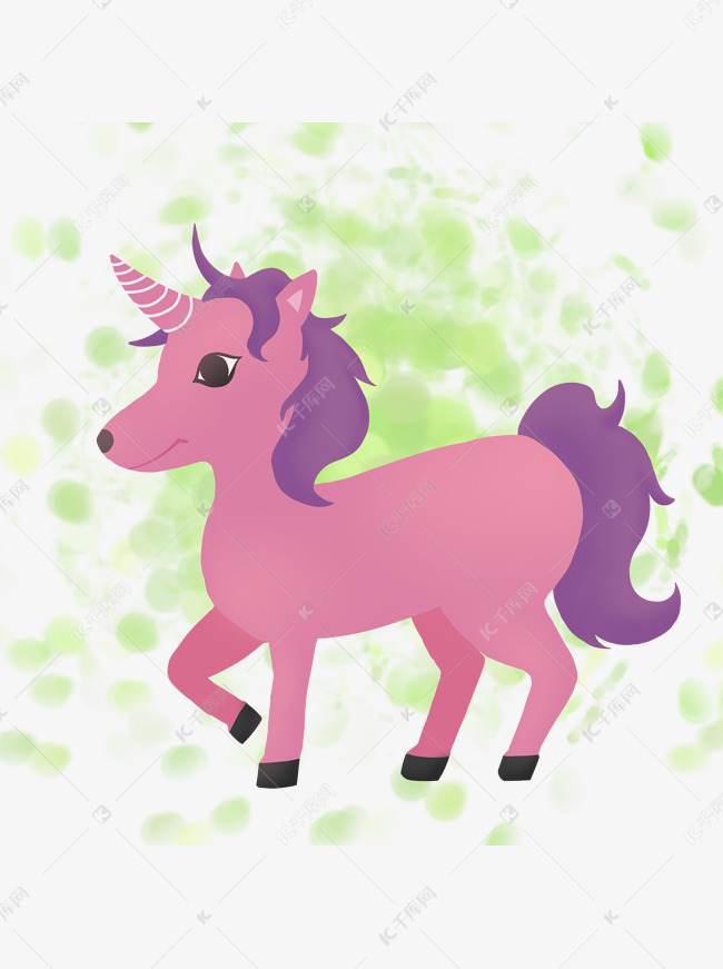 唯美梦幻紫色粉色独角兽可爱风简