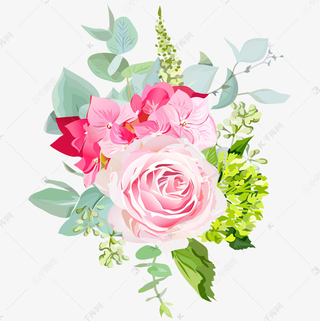 婚礼手捧花手绘插画