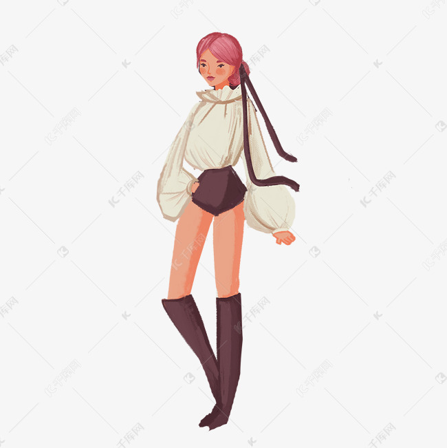 苗条女生png免抠插画