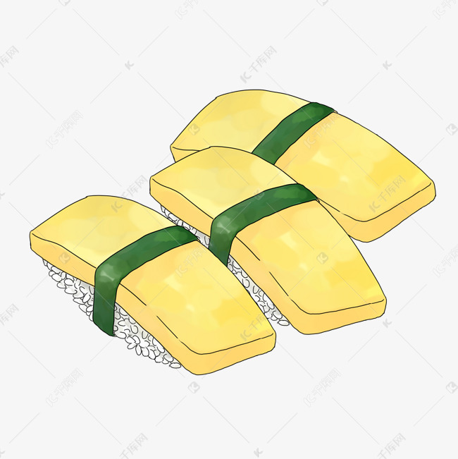 手绘美食黄金蛋饼海苔酥插画