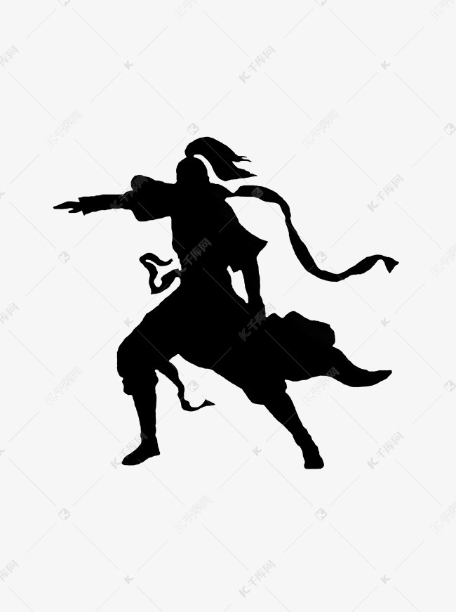 武侠装饰剪影绘画大侠可商用元素