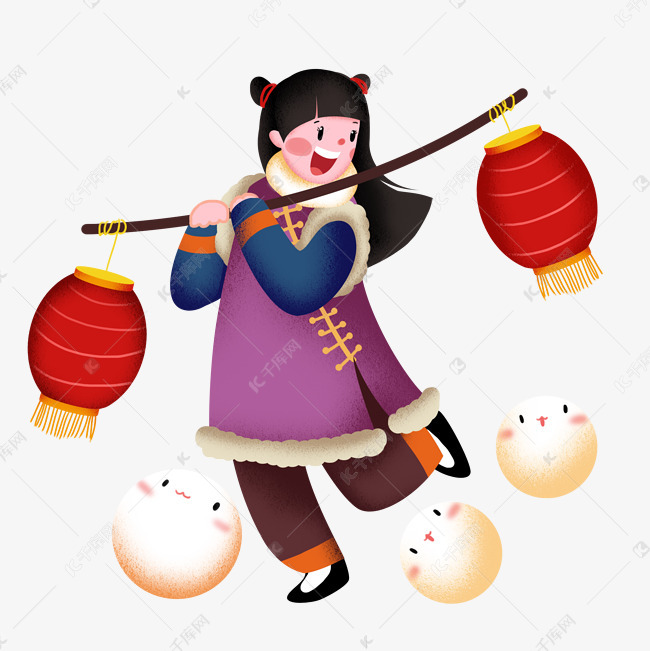 元宵节人物和汤圆