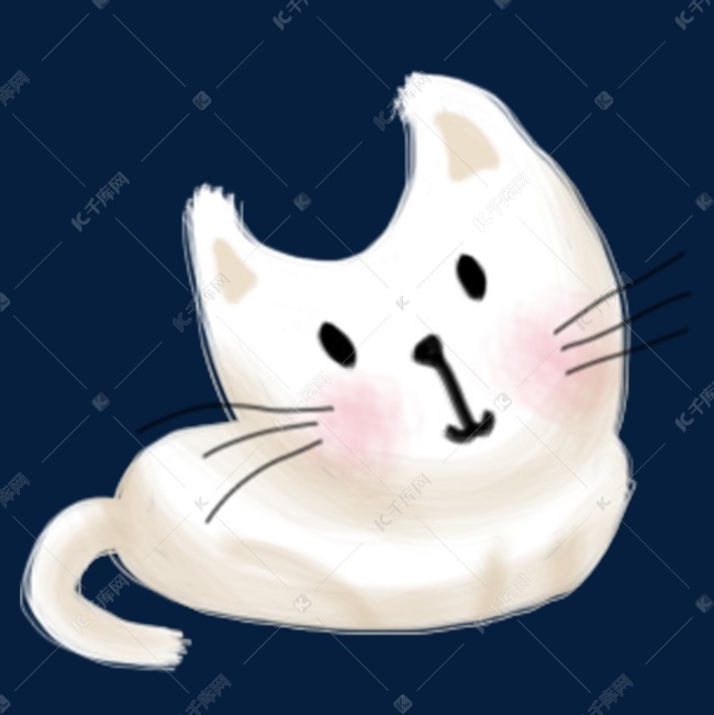 夏季春季可爱白色小猫咪手绘插画psd素材图片免费下载