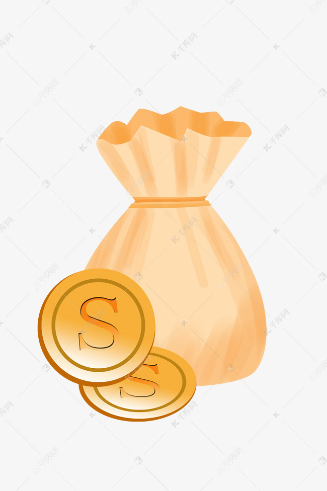 手绘金色钱袋子插画