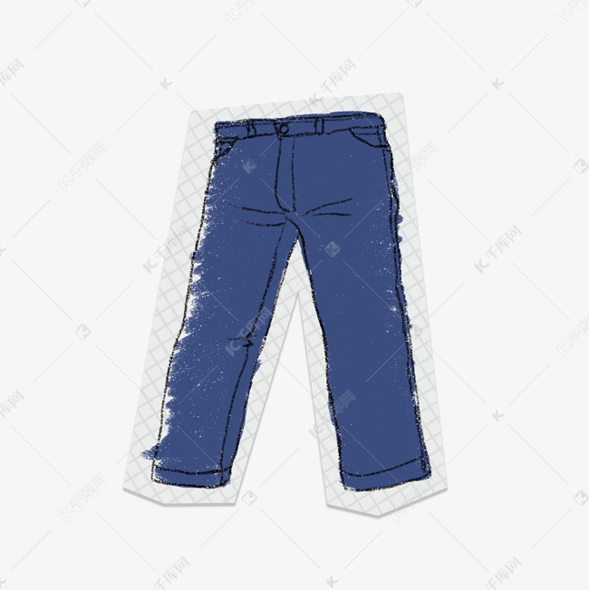 蓝色牛仔裤手绘插画