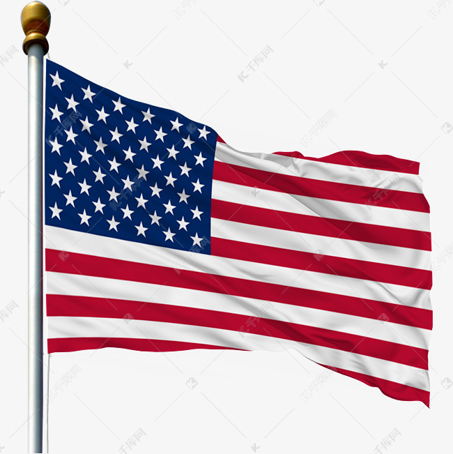 带旗杆的美国国旗