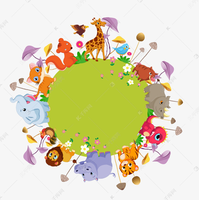 卡通地球上的动物设计的素材免抠动物设计卡通地球动物园森林矢量图