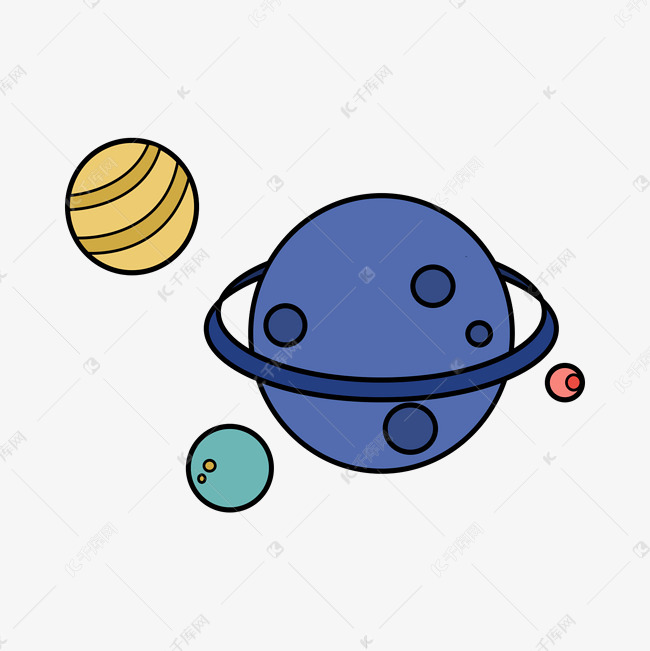 简笔彩色星球组合