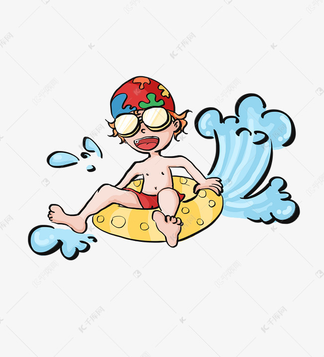 儿童玩水插画