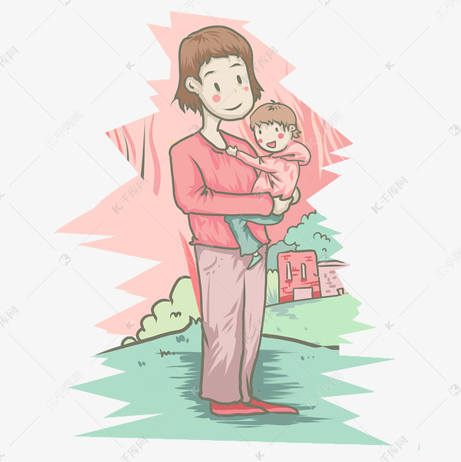 母亲节母亲抱着孩子免抠元素