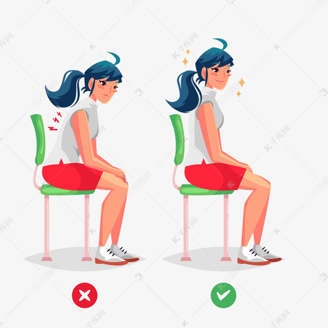 彩绘正确坐姿女子设计矢量的素材免抠正确的坐姿矢量图女性人物卡通
