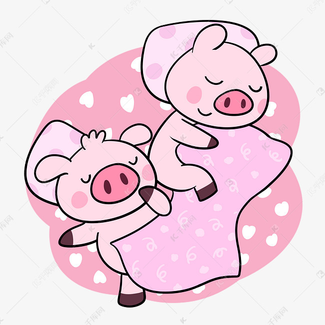 卡通世界睡眠日小猪睡觉png透
