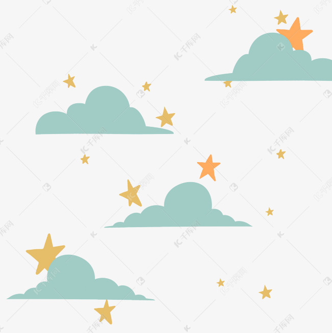 可爱星星云彩透明底免抠素材图片免费下载-千库网