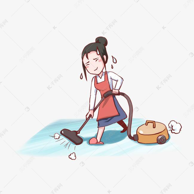 手绘女神节辛勤打扫卫生的女士