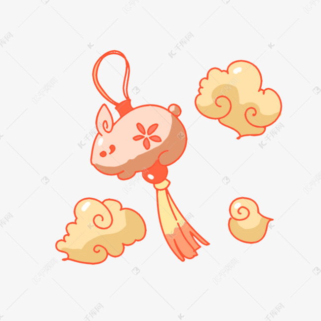可爱卡通中国风兔子挂饰png