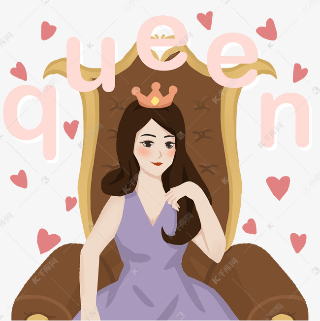 女神节王座上的女王卡通人物