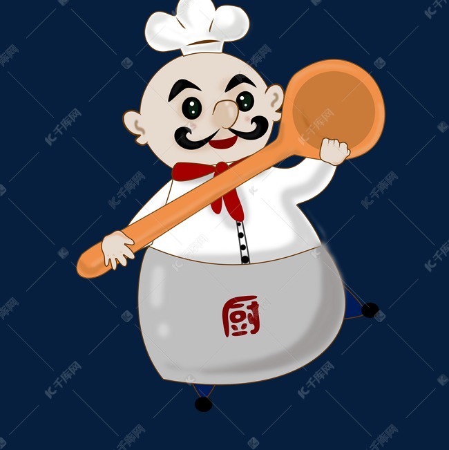 卡通可爱手拿勺子大厨师