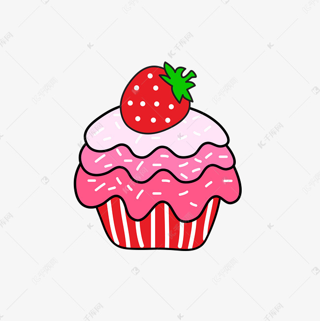 卡通夏天美味甜品草莓蛋糕