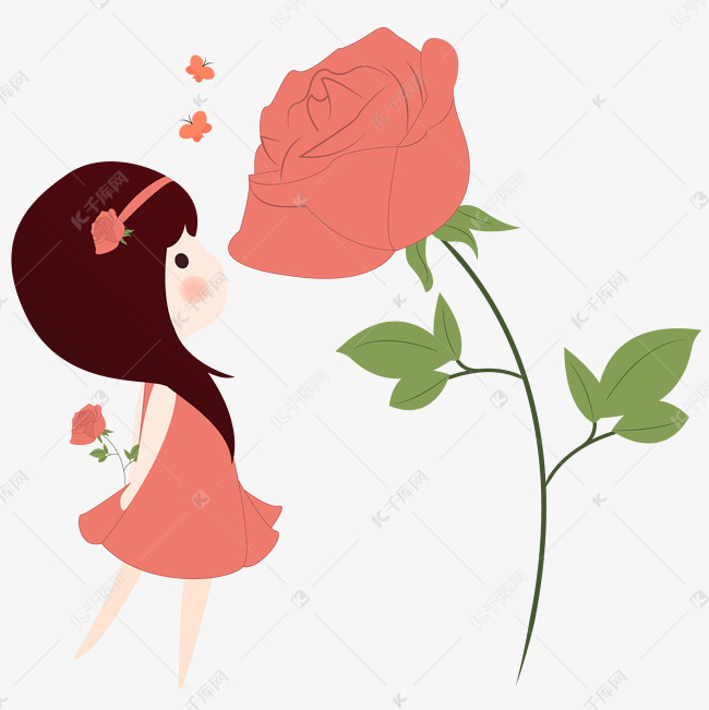 三八妇女节唯美玫瑰女性卡通矢量