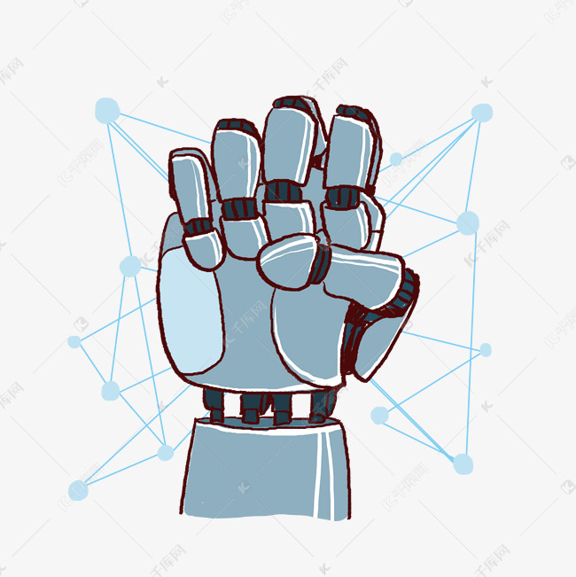 卡通手绘机械手拳头png免抠素材