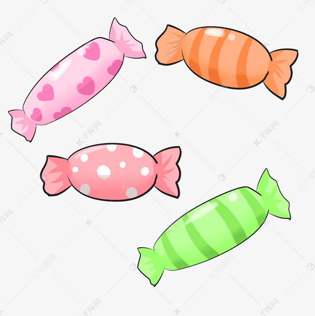 四颗糖果手绘插画