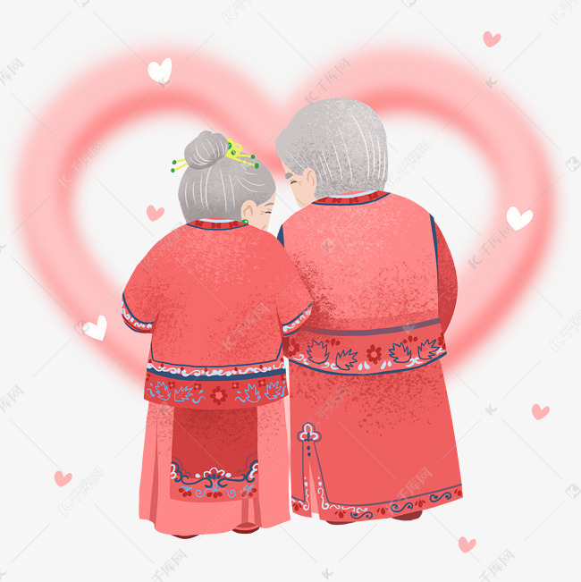 情人节老人爱情插画