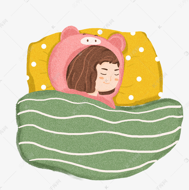卡通睡觉的女孩png元素
