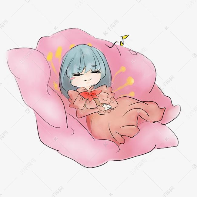 世界睡眠日在花朵中睡觉的可爱小
