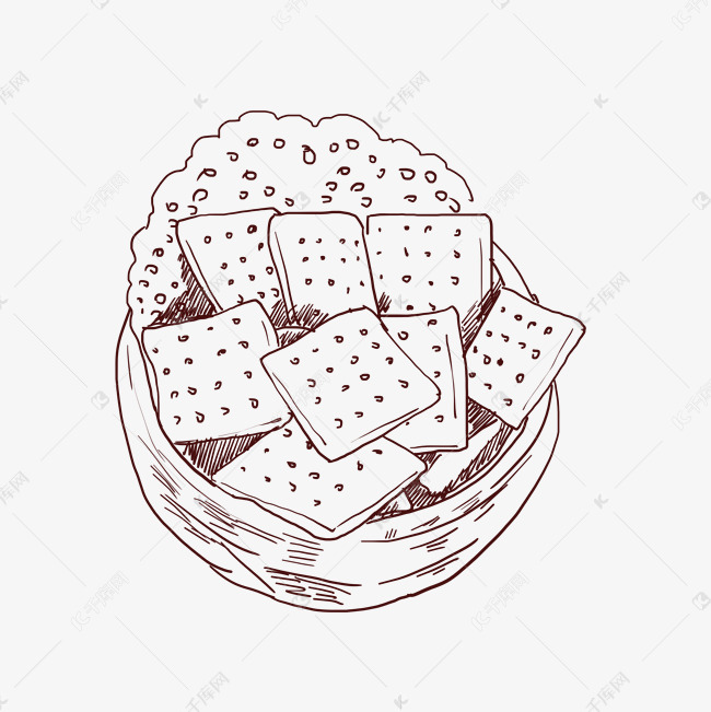 线描锅巴美食插画