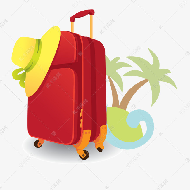 卡通度假的行李箱设计的素材免抠度假旅行出游暑假夏天卡通