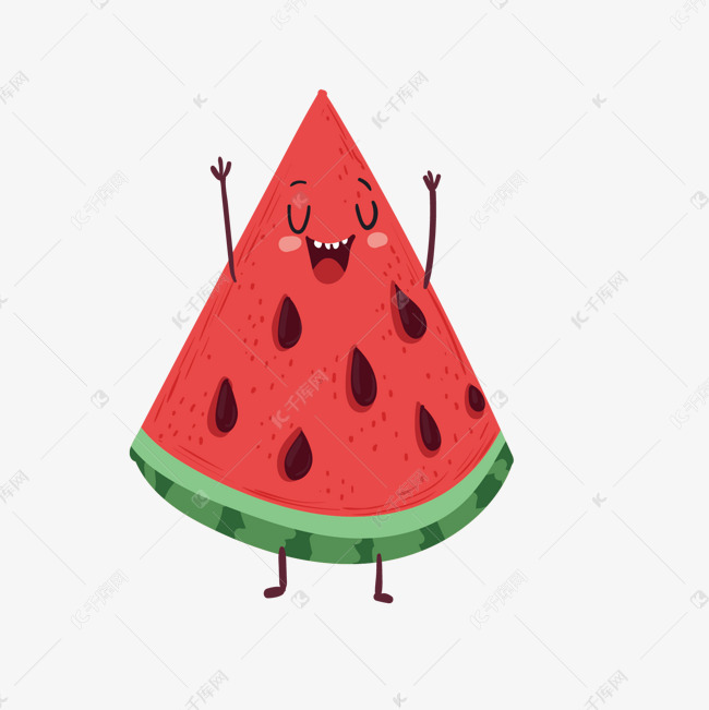 夏天卡通西瓜清凉矢量图