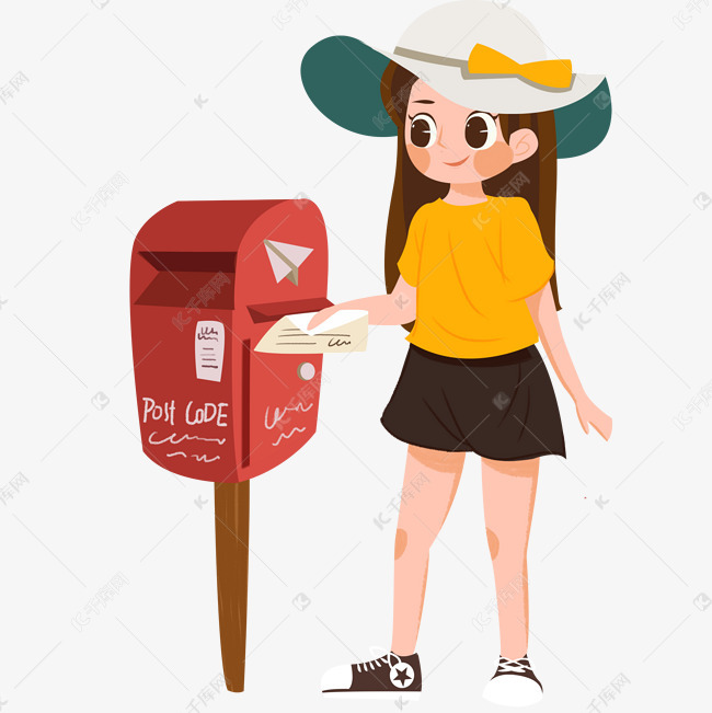 女孩在寄邮件