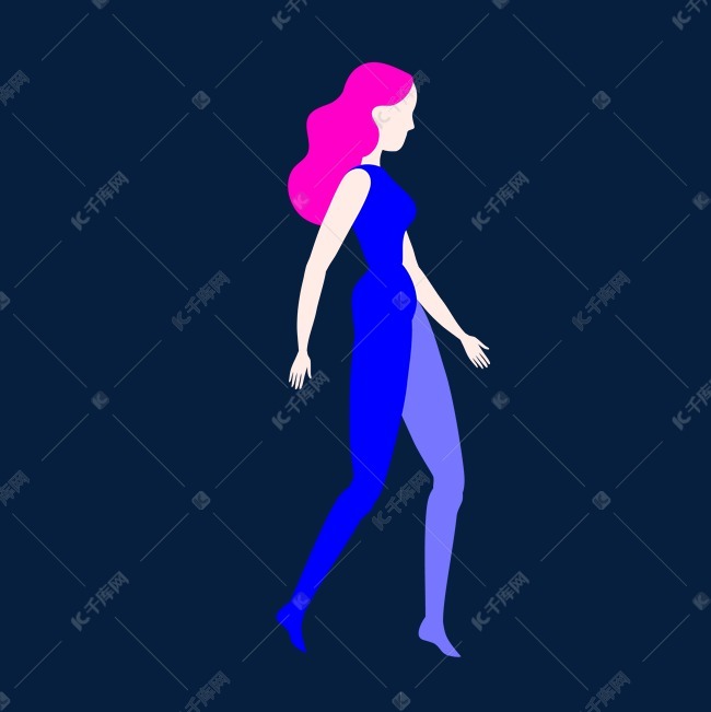可爱的女人走路姿势