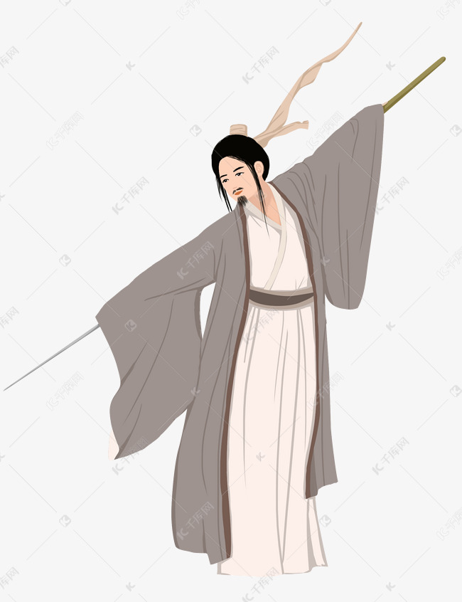 古风大侠挥剑练武手绘高清图
