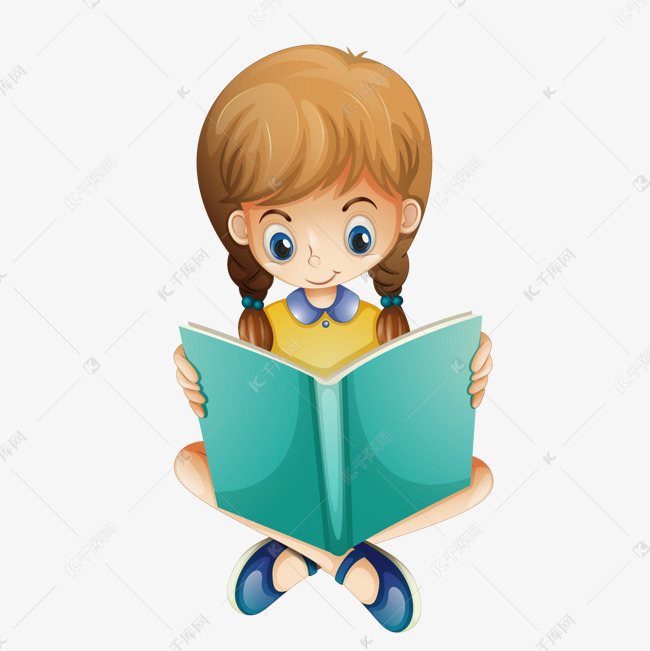 图的素材免抠儿童生活节国际儿童图书日世界读书日人物设计小女孩看书