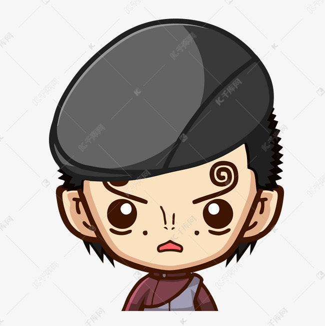 卡通动漫手绘戴帽子小男孩可爱旋