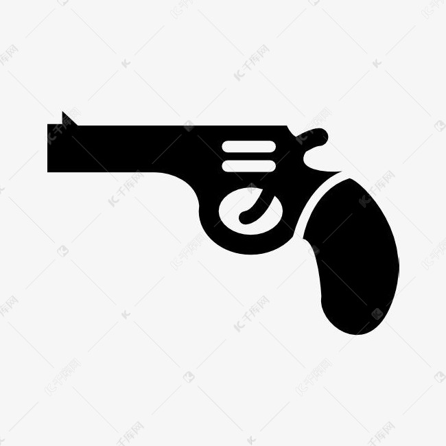 武器手枪黑色剪影图的素材免抠手枪武器扳机剪影枪口手绘图