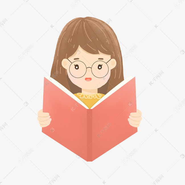 清新风格世界读书日戴眼镜的女学生看书素材图片免费