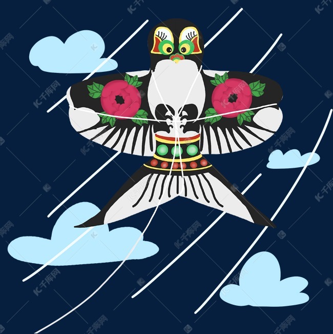 春天手绘燕子风筝