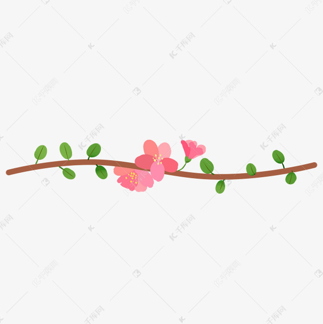 红色花朵分割线插画