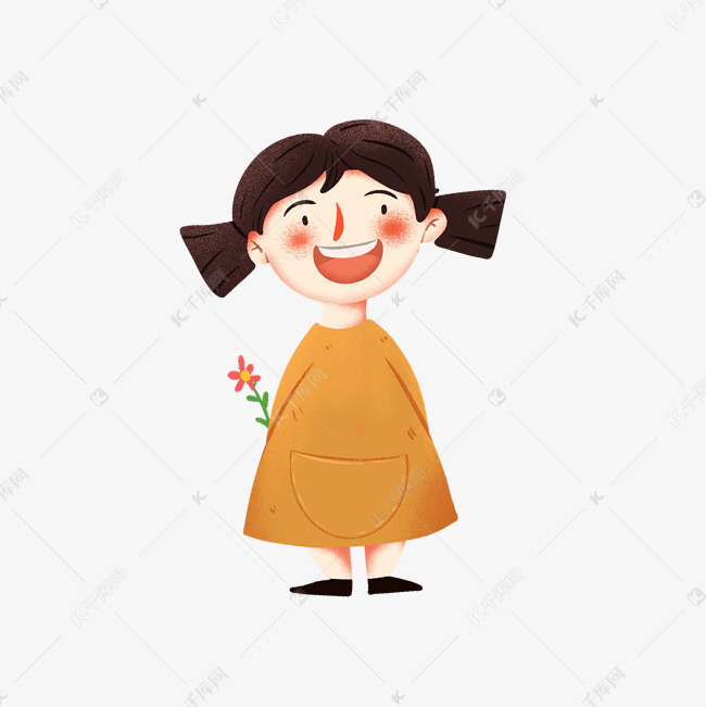 卡通小学生小女孩插画