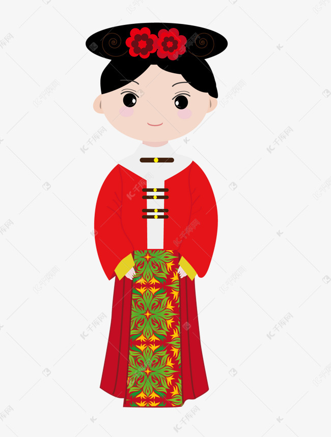 古风卡通美女清代服饰png下载