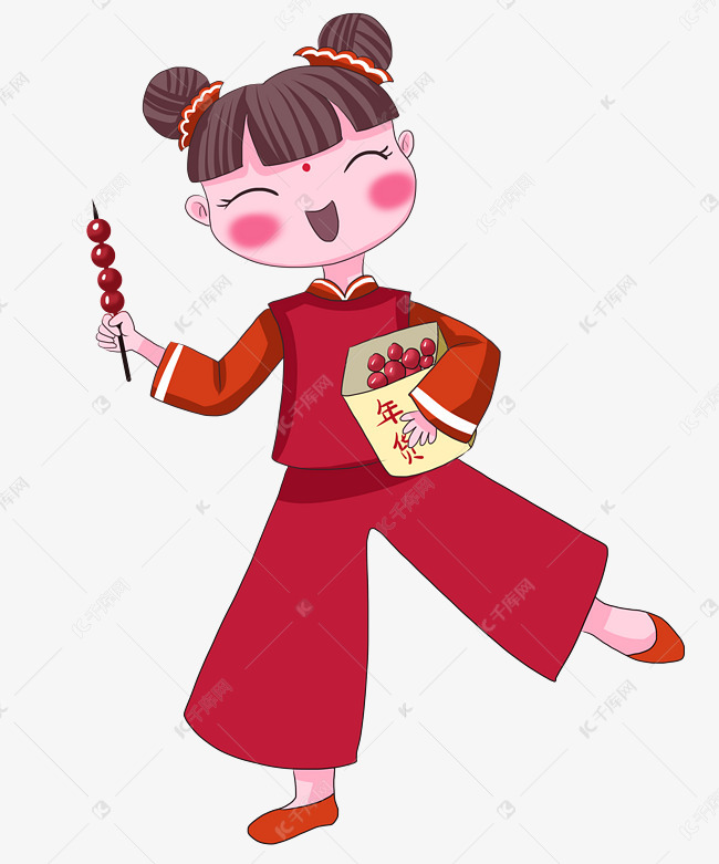 手拿糖葫芦的红衣女孩