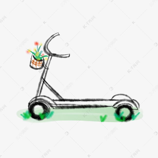 郊外游玩儿童三轮滑板车