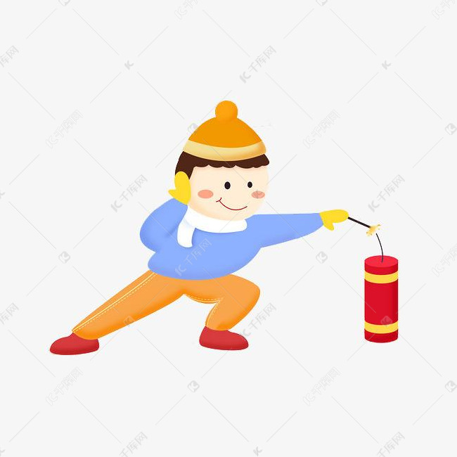 卡通点炮竹的男孩免抠图素材图片免费下载_高清png_千