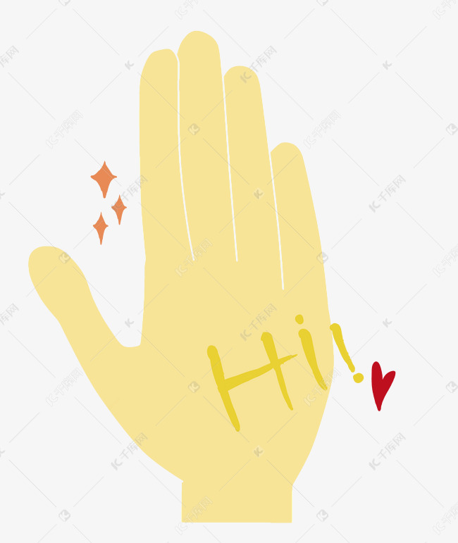 卡通打招呼手指手势