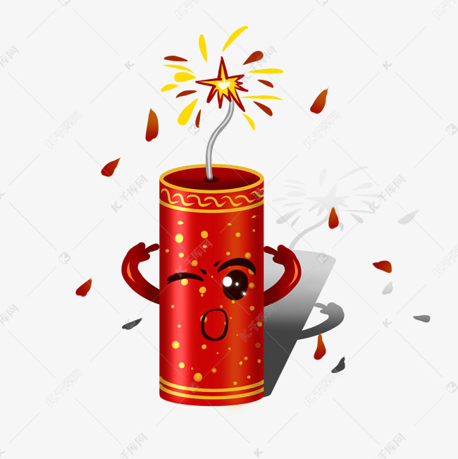 新年喜庆鞭炮调皮表情手绘