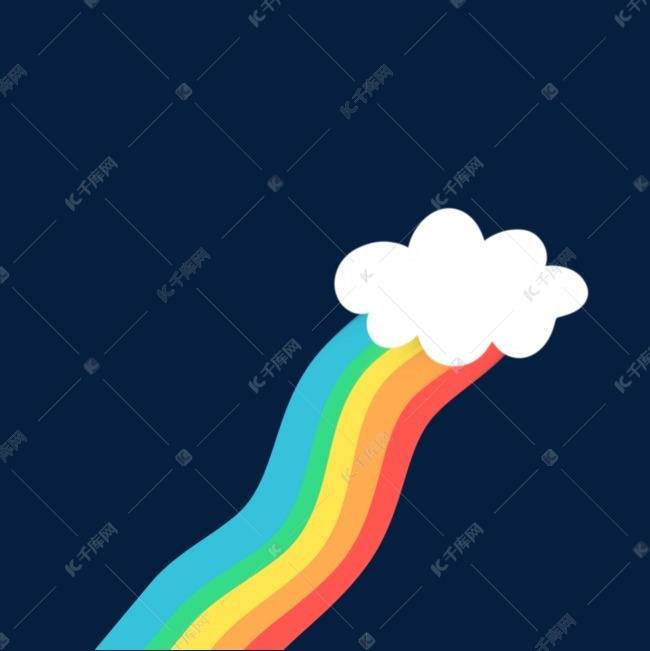 可爱雨后彩虹和云朵